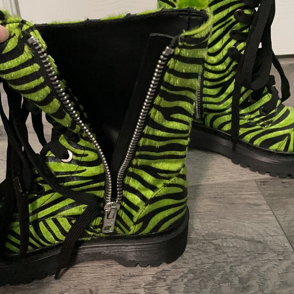 Current Mood Lime/Neon Green and Black Zebra Print Boots - Picture 3 of 10